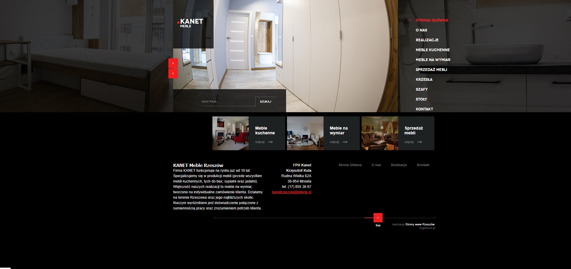 Strona www Meble Kanet Rzeszów